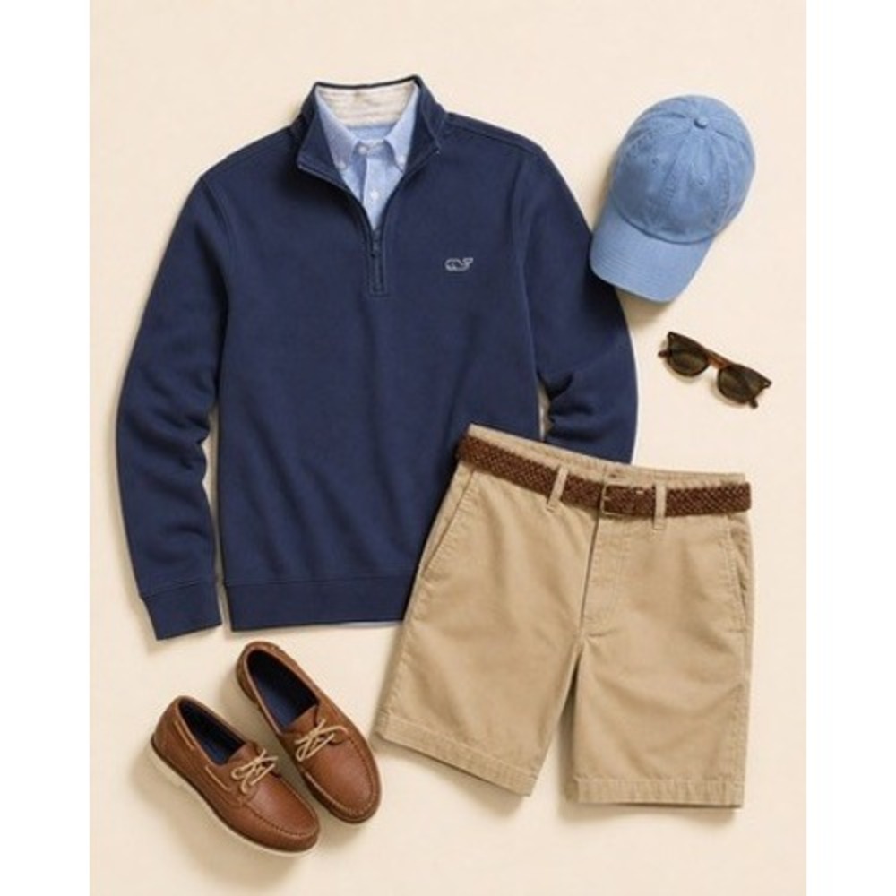 Vineyard Vines Men's Navy Blue Pique 100% Cotton Quarter Zip Pullover Size Small
